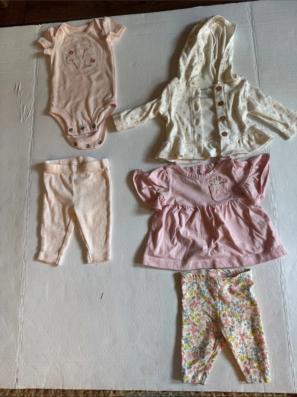 Newborn Two 2 piece outfits  and coordinating button up hooded jacket like top
